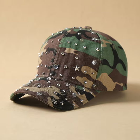 Rhinestone Camo star cap